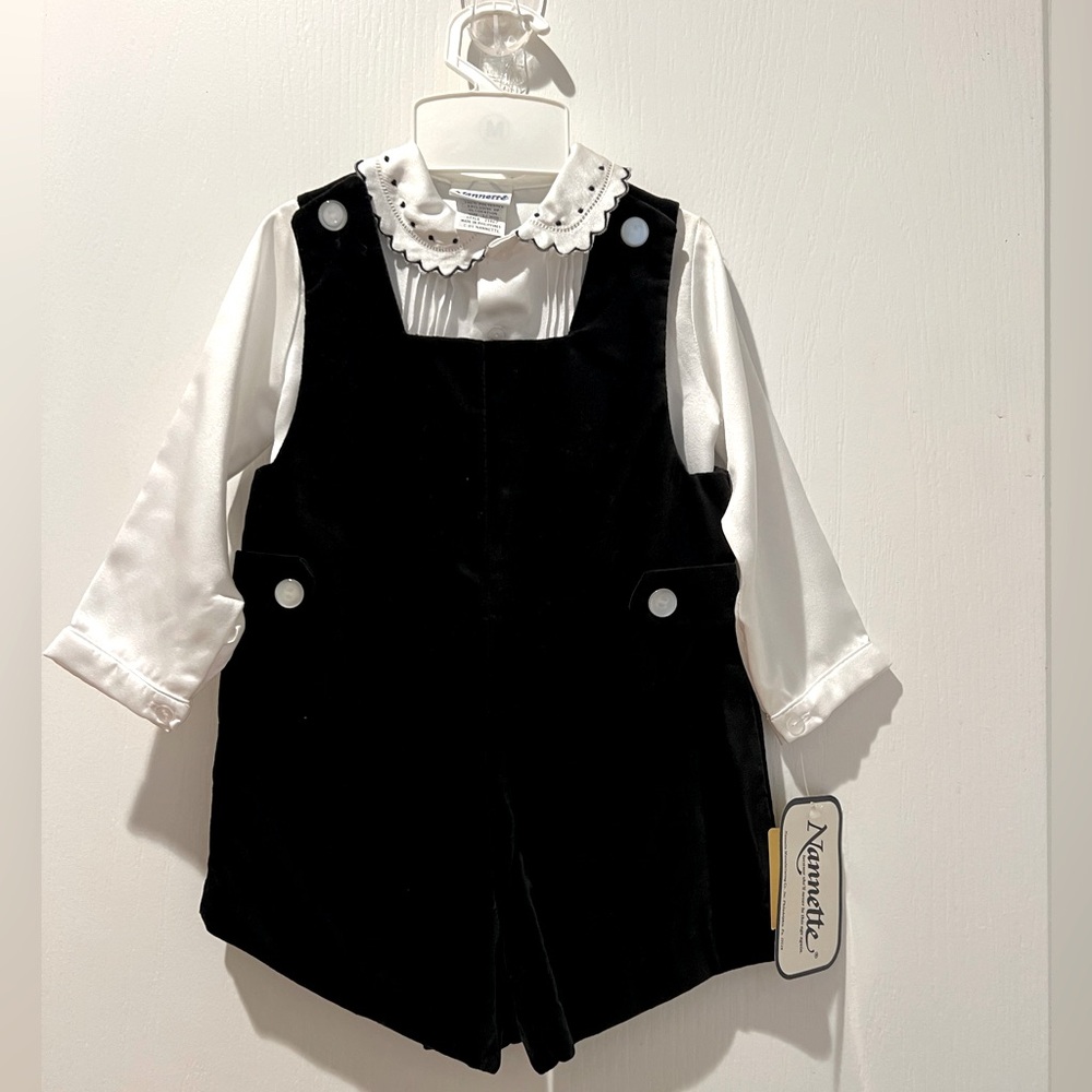 VINTAGE NANETTE KIDS VELVET ROMPER SIZE 12M